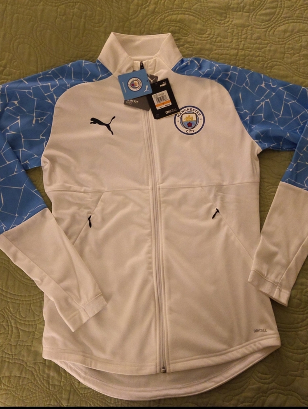 Puma White and Light Blue Athletic Zip Jacket
